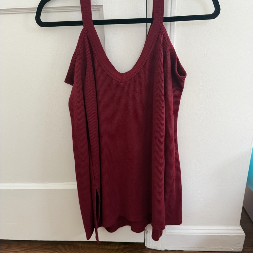 Hollister Maroon Cold Shoulder Long Sleeve Top